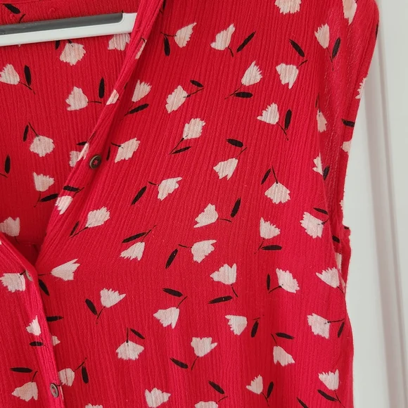 Red Floral Print Billabong Sleeveless Maxi Dress Size M. - Picture 2 of 11